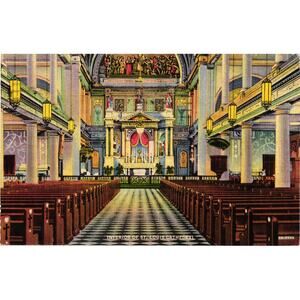 St Louis Cathedral New Orleans Louisiana Postcard Stained Glass Posted 1953